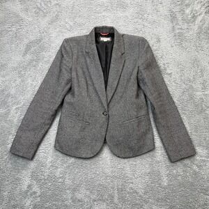 Merona Jacket Womens 12 Gray Blazer Coat Wool Blend Lined Office Wear Business